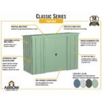 Arrow Classic Steel Storage Shed, 10 ft. x 4 ft., Blue Grey