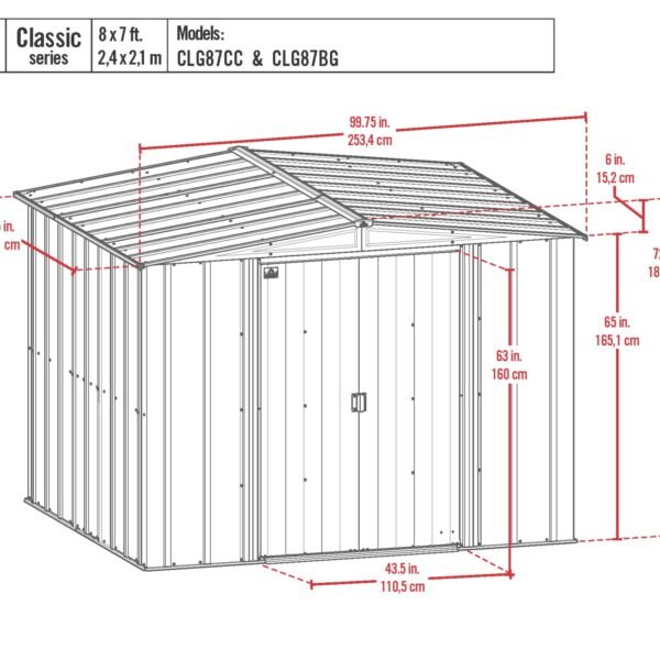 Arrow 8 x 7 x 6 ft Blue Grey Shed