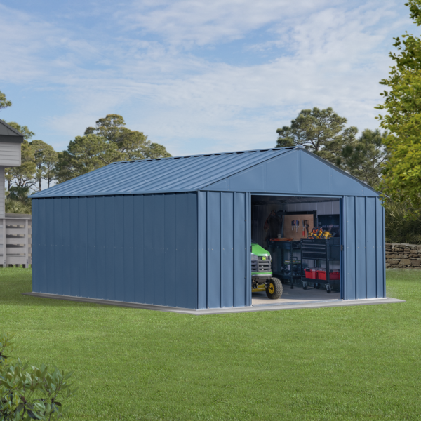 Arrow Classic 12 x 14 x 8 ft Blue Grey Steel Storage Shed