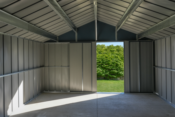 Arrow Classic 12 x 17 x 8 ft Blue Grey Steel Storage Shed