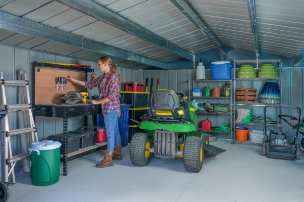Arrow Classic 12 x 17 x 8 ft Blue Grey Steel Storage Shed