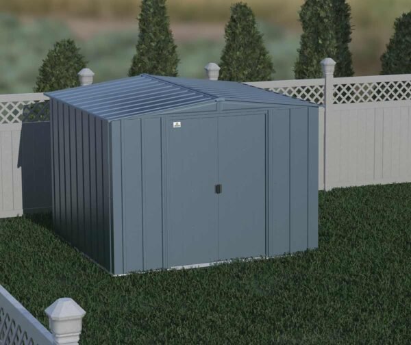 Arrow Classic Steel Storage Shed, 8 ft. x 8 ft., Blue Grey