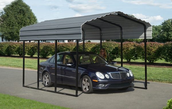 Arrow 10 x 15 x 9 ft Charcoal Carport
