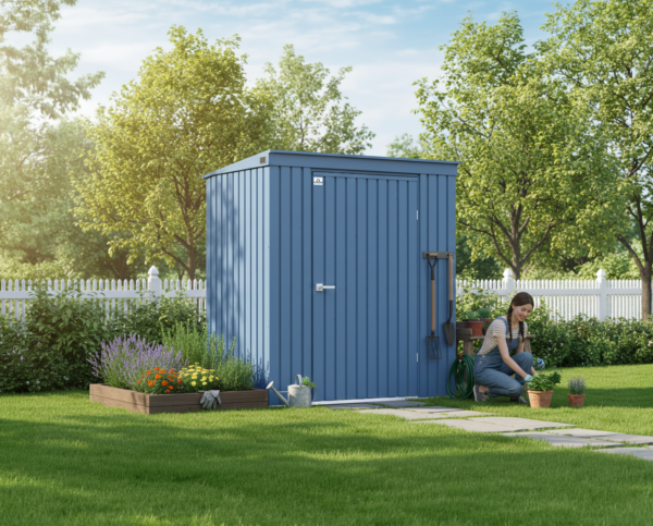 Arrow Elite 6 x 4 x 6 ft Blue Grey Steel Storage Shed