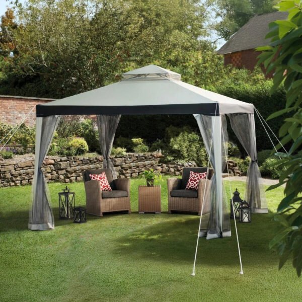 SUNJOY 10x12 Aluminum Frame Hardtop Gazebo with Solar Panel and Netting