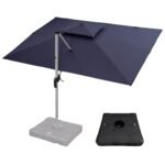 PURPLE LEAF Outdoor Patio Umbrella with Base, Garden Pool Umbrella, Navy Blue