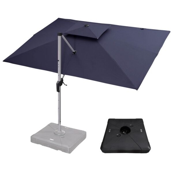 PURPLE LEAF Outdoor Patio Umbrella with Base, Garden Pool Umbrella, Navy Blue