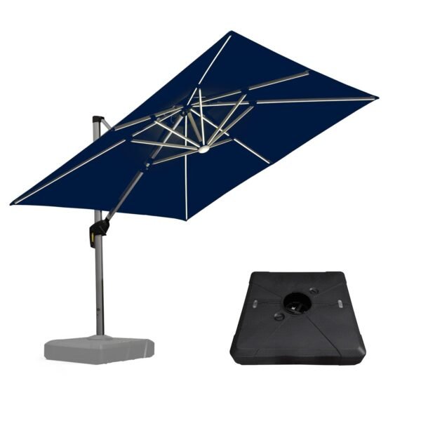 PURPLE LEAF Outdoor Patio Umbrella with Base, Garden Pool Umbrella, Navy Blue