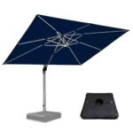 PURPLE LEAF Outdoor Patio Umbrella with Base, Garden Pool Umbrella, Navy Blue