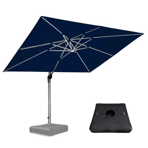 PURPLE LEAF Outdoor Patio Umbrella with Base, Garden Pool Umbrella, Navy Blue