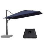 PURPLE LEAF Outdoor Patio Umbrella with Base, Garden Pool Umbrella, Navy Blue