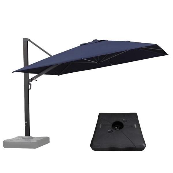 PURPLE LEAF Outdoor Patio Umbrella with Base, Garden Pool Umbrella, Navy Blue