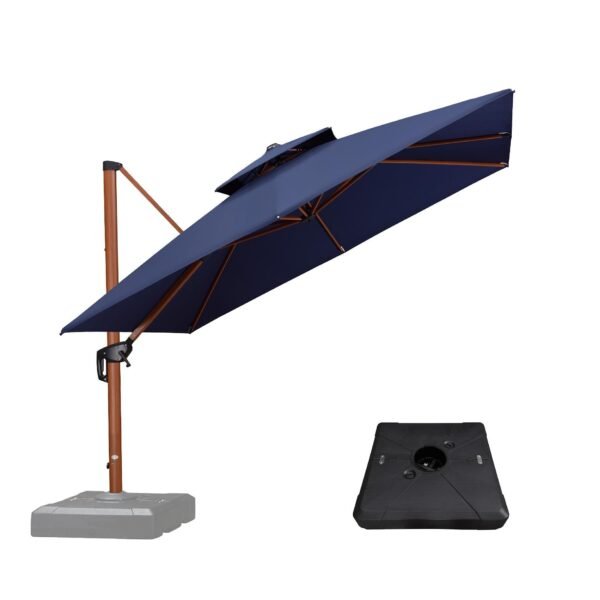 PURPLE LEAF Outdoor Patio Umbrella with Base, Garden Pool Umbrella, Navy Blue
