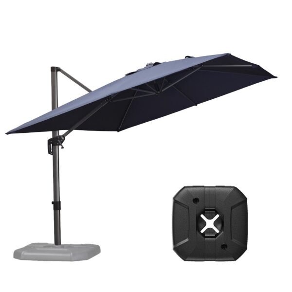PURPLE LEAF Outdoor Patio Umbrella with Base, Garden Pool Umbrella, Navy Blue