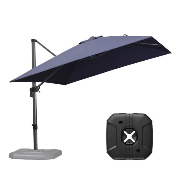 PURPLE LEAF Outdoor Patio Umbrella with Base, Garden Pool Umbrella, Navy Blue
