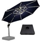 PURPLE LEAF Outdoor Patio Umbrella with Base, Garden Pool Umbrella, Navy Blue