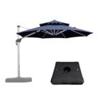 PURPLE LEAF Outdoor Patio Umbrella with Base, Garden Pool Umbrella, Navy Blue