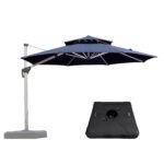 PURPLE LEAF Outdoor Patio Umbrella with Base, Garden Pool Umbrella, Navy Blue