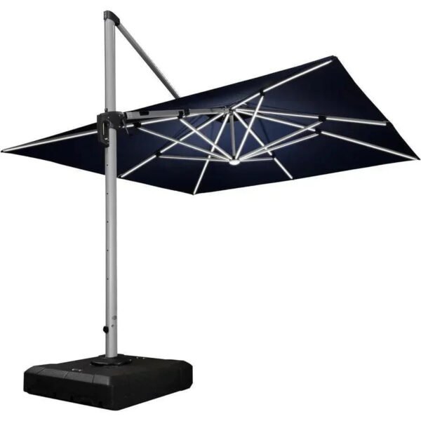 PURPLE LEAF Outdoor Patio Umbrella with Base, Garden Pool Umbrella, Navy Blue