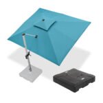 PURPLE LEAF Patio Umbrella with Base, Cantilever Umbrellas for Pool, Turquoise Blue