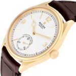 Rolex 1908 Yellow Gold Intense White Dial Brown Strap Mens Watch 52508 Box Card