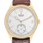 Rolex 1908 18k Yellow Gold Intense White Dial Mens Watch 52508 Box Card