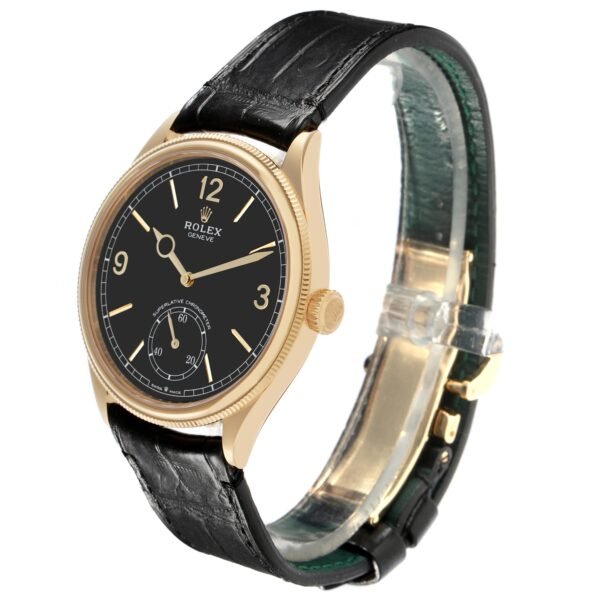 Rolex 1908 Yellow Gold Black Dial Mens Watch 52508