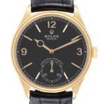 Rolex 1908 Yellow Gold Black Dial Mens Watch 52508 Box Card
