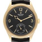 Rolex 1908 Yellow Gold Black Dial Mens Watch 52508 Unworn