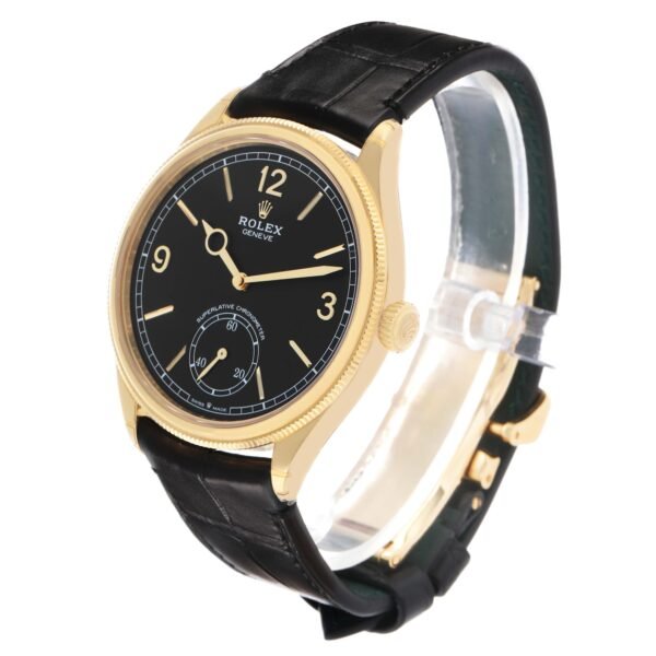 Rolex 1908 Yellow Gold Black Dial Mens Watch 52508 Unworn