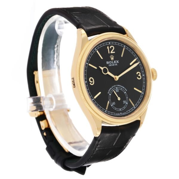 Rolex 1908 Yellow Gold Black Dial Mens Watch 52508 Unworn