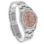 Rolex Air King 34 Salmon Dial Engine Turned Bezel Steel Mens Watch 14010