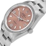 Rolex Air King 34 Salmon Dial Engine Turned Bezel Steel Mens Watch 14010