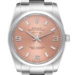 Rolex Air King 34 Salmon Dial Smooth Bezel Steel Mens Watch 114200