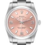 Rolex Air King 34 Salmon Dial Smooth Bezel Mens Watch 114200 Card