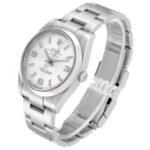 Rolex Air King 34 Silver Pink Baton Dial Steel Mens Watch 114200