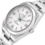 Rolex Air King 34 Silver Pink Baton Dial Steel Mens Watch 114200