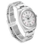 Rolex Air King 34 Silver Pink Baton Dial Steel Mens Watch 114200