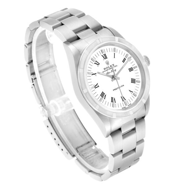 Rolex Air King 34 Steel White Roman Dial Mens Watch 14010