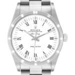 Rolex Air King 34 Steel White Roman Dial Mens Watch 14010