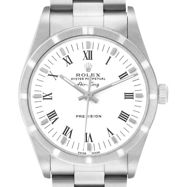 Rolex Air King 34 Steel White Roman Dial Mens Watch 14010
