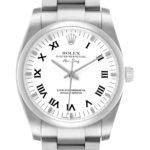 Rolex Air King 34 White Roman Dial Steel Mens Watch 114200