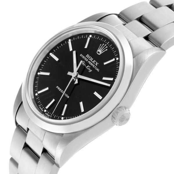 Rolex Air King 34mm Black Dial Smooth Bezel Steel Mens Watch 14000