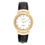 Rolex Cellini 18k Yellow Gold White Dial Black Strap Ladies Watch 6622