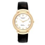 Rolex Cellini 18k Yellow Gold White Dial Black Strap Mens Watch 6623