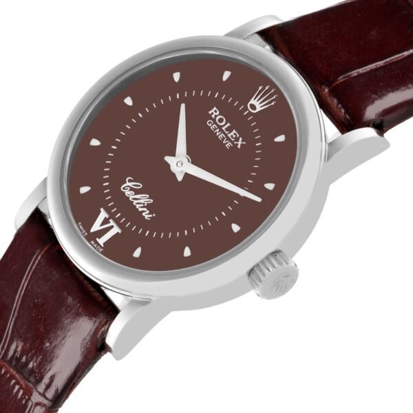 Rolex Cellini Classic White Gold Brown Dial Ladies Watch 6110