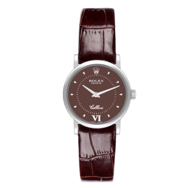 Rolex Cellini Classic White Gold Brown Dial Ladies Watch 6110