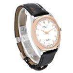 Rolex Cellini Danaos 18k White Rose Gold Black Strap Mens Watch 4243