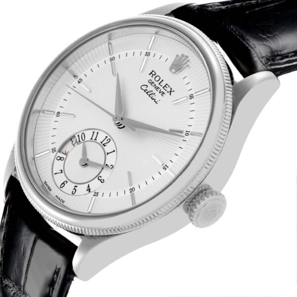 Rolex Cellini Dual Time Automatic White Gold Silver Dial Mens Watch 50529