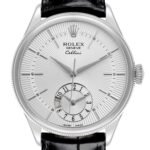 Rolex Cellini Dual Time Automatic White Gold Silver Dial Mens Watch 50529